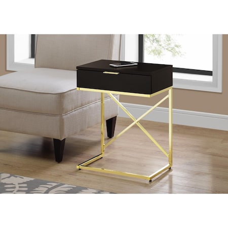 Gfancy Fixtures 24 in. Cappuccino & Gold Metal Accent Table GF2472983
